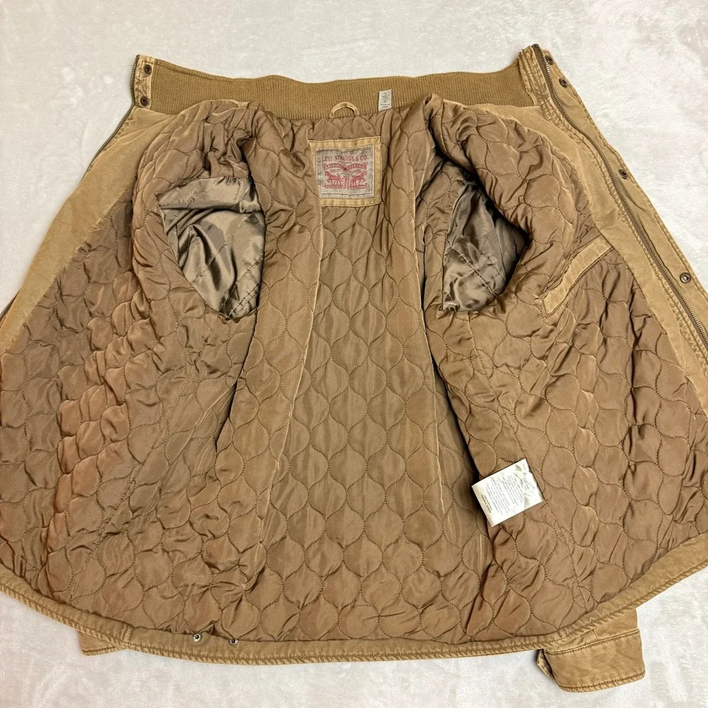 Levis Military Field Jacket Mens Large Brown Cotton Quilted Utility Workwear